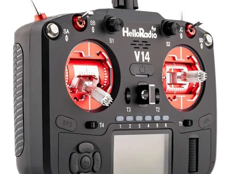 HelloRadio HR1069V14 MAX R9 OLED 2,4GHz ELRS LBT M2 Fernsteuerung schwarz, rot