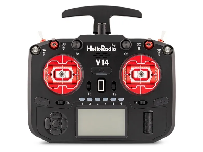 HelloRadio HR1069V14 MAX R9 OLED 2,4GHz ELRS LBT M2 Fernsteuerung schwarz, rot