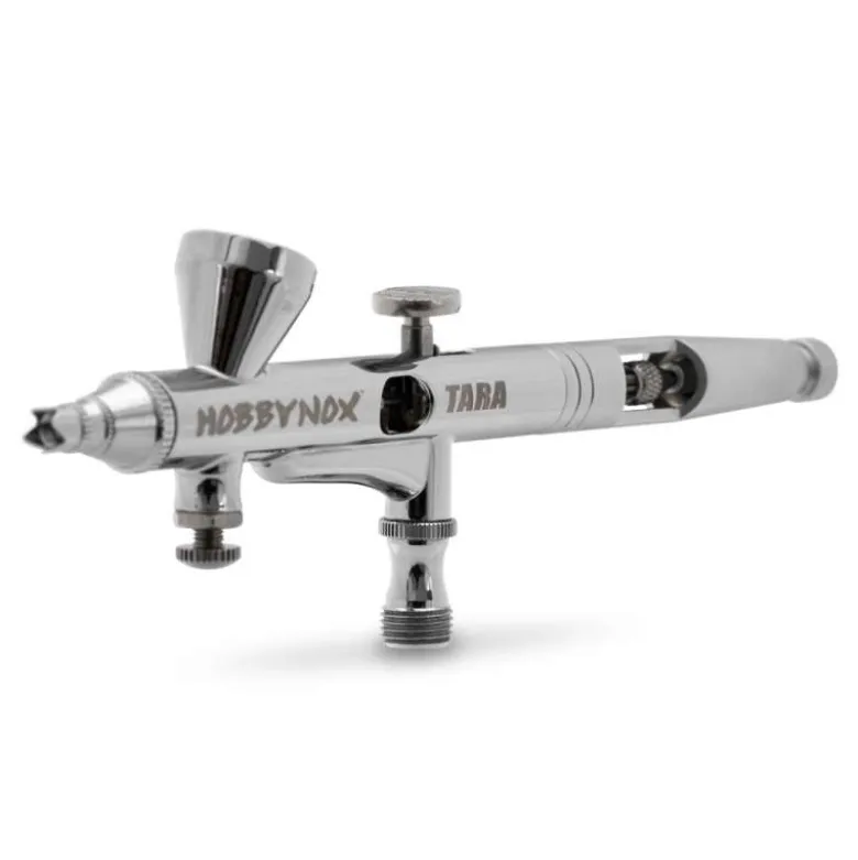 Hobbynox HN003-00TARA Airbrush Pistole 0.2/0.3/0.5mm Düse mit 1,8m Schlauch