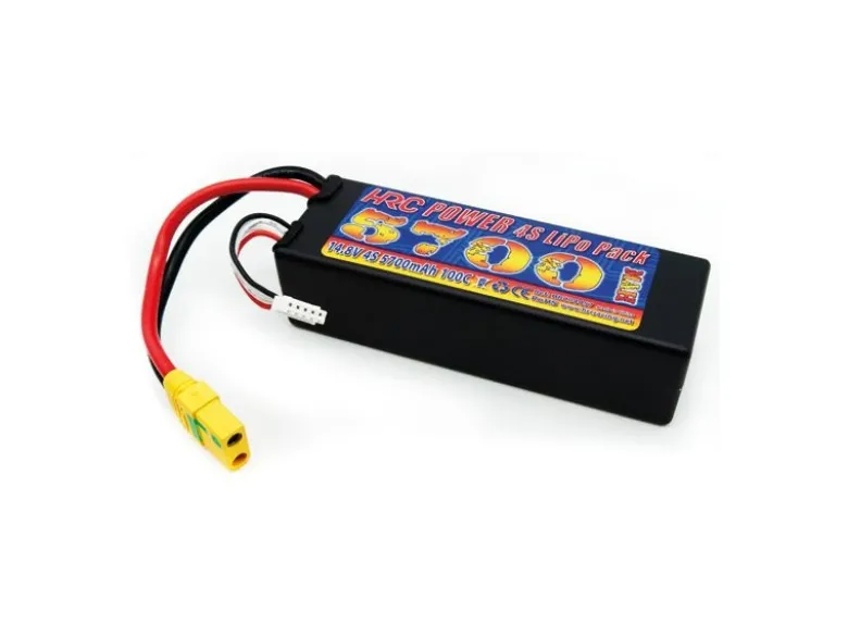 HRC HRC04457XLiPo Akku 14,8V 5700mAh 100C 4S - Hardcase Slim, XT90 138x49x48mm