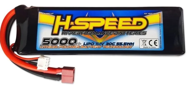 H-Speed HSPLI004LiPo Akku 3S 5000mAh 30C 11.1V, T-Stecker 3s in 2s Standartgrösse