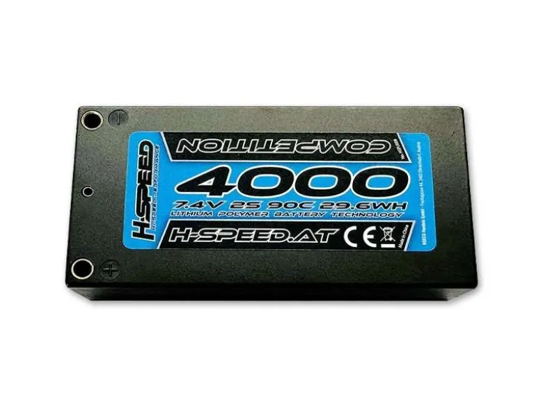 H-Speed HSPLI009LiPo Competition Akku 7,4V 2S 4000mAh 90C Shorty, 4mm Buchse