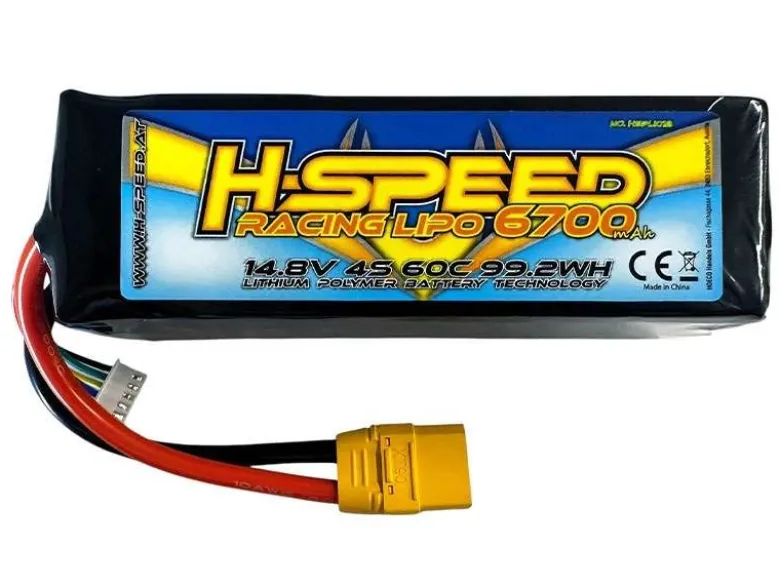H-Speed HSPLI012LiPo Racing Akku 14,8V 6700mAh 60C 4S Softcase, XT90 Stecker