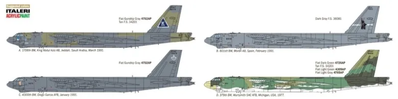 Italeri 1378B-52G Stratofortress Militärflugzeug Plastikbaukasten 1:72