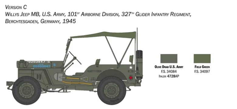 Italeri 3635Jeep Willys MB 80th Anniversary, Militär, Bausatz, 1:24