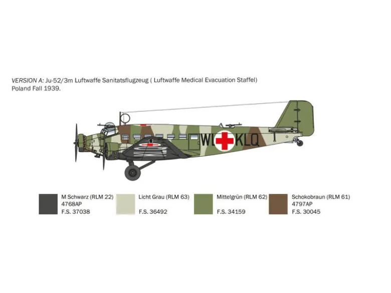 Italeri 0102Ju-52/3m, Plastikbausatz, 1:72