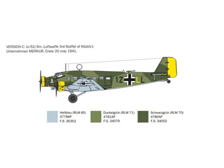 Italeri 0102Ju-52/3m, Plastikbausatz, 1:72