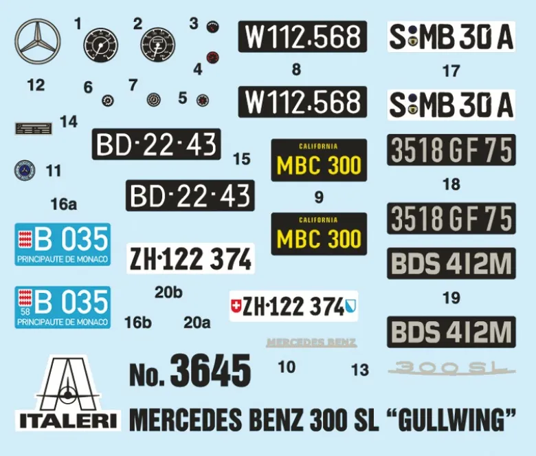 Italeri 3645Mercedes Benz 300 SL Gul, Bausatz, 1:24