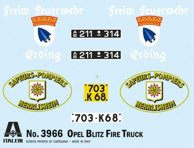 Italeri 3966Opel Blitz Feuerwehr, Bausatz, 1:24