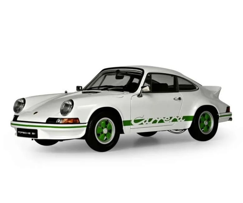 IXO 520010116Porsche 911 RS 2.7 Weiß/Grün, 1:8 Standmodellbausatz 713 Teile - Hochdetailliert mit Licht & Sound