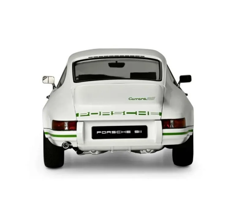 IXO 520010116Porsche 911 RS 2.7 Weiß/Grün, 1:8 Standmodellbausatz 713 Teile - Hochdetailliert mit Licht & Sound