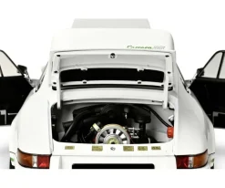 IXO 520010116Porsche 911 RS 2.7 Weiß/Grün, 1:8 Standmodellbausatz 713 Teile - Hochdetailliert mit Licht & Sound