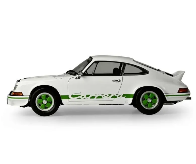 IXO 520010116Porsche 911 RS 2.7 Weiß/Grün, 1:8 Standmodellbausatz 713 Teile - Hochdetailliert mit Licht & Sound