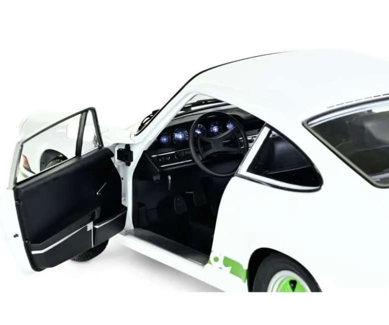 IXO 520010116Porsche 911 RS 2.7 Weiß/Grün, 1:8 Standmodellbausatz 713 Teile - Hochdetailliert mit Licht & Sound