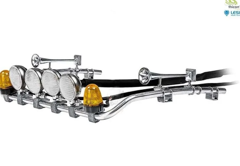 LESU 505031:14 Dachlampenbügel mit 4xScheinw. rund, 2x Rundum, 2x Horn