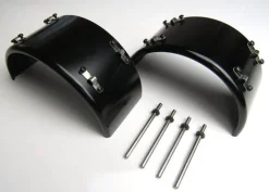 LESU 500211:14 Kotflügel breit Alu schwarz mit Halter Paar