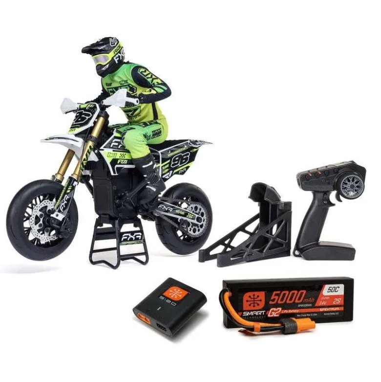 Losi LOS-2310Promoto-SM FXR 1/4 Supermoto Motorrad RTR, weiss inkl. Spektrum 7,4V 5000mAh G2 LiPo Akku und Ladegerät