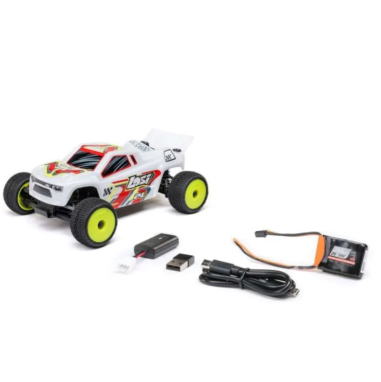 Losi LOS-1392T1Micro-T 2S 2WD Stadium Truck RTR 1:28, weiß Akku und Ladegerät inklusive