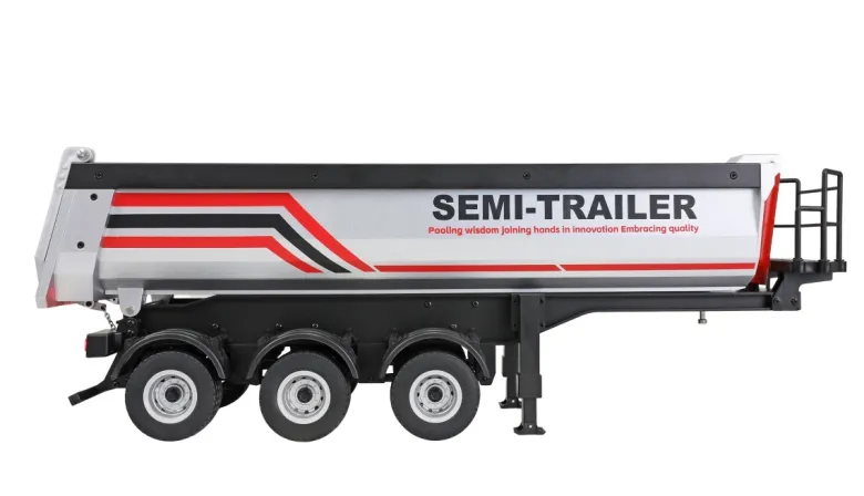 NEUAMEWI 22777Dreiachs-Sattelauflieger mit Kippmulde 1:18 RTR silber