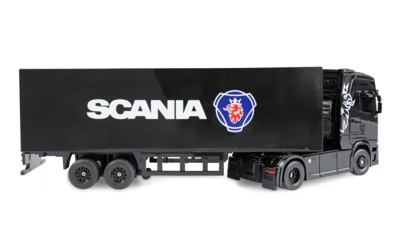 NEUAMEWI 22785Mini-Scania 730 S mit Kofferauflieger 4WD 1:64 RTR schwarz proportional