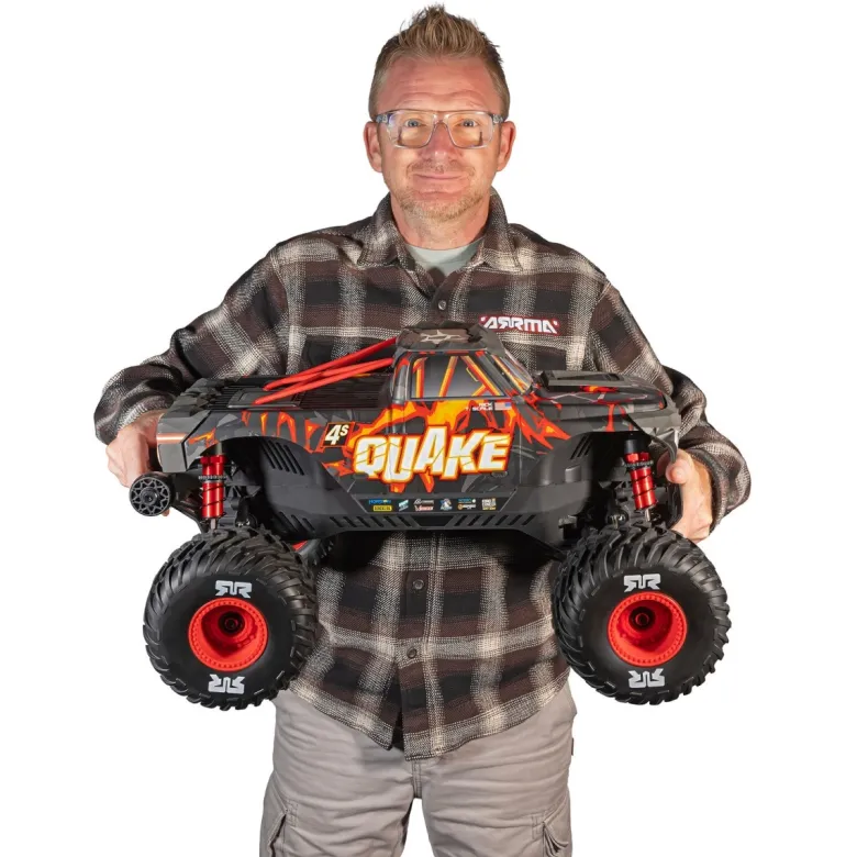 NEUARRMA ARA4437T1QUAKE 4S DSC 1:8 4X4 RTR Brushless Monster Truck Schwarz/Rot