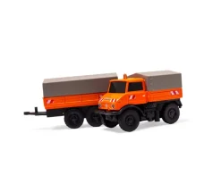 NEUCarson 500504177Mercedes-Benz Unimog U406 mit Hänger 100% RTR orange 1:87