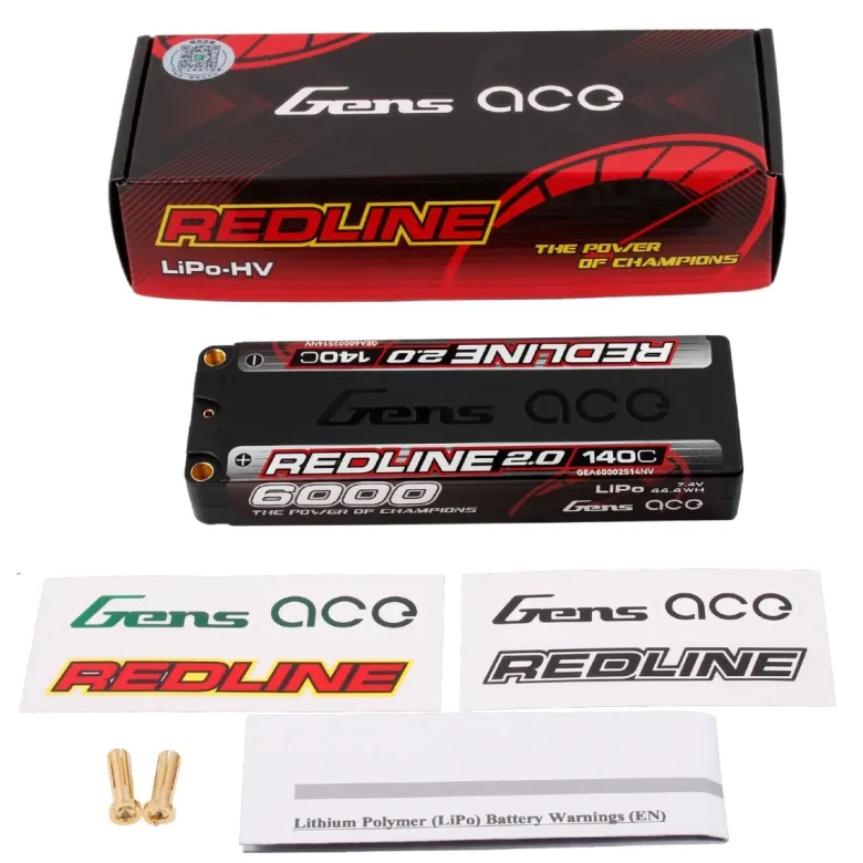 NEUGens ace GEA60002S14NVLiPo Akku 6000mAh 2S 140C 7.4V, 5mm Bullet