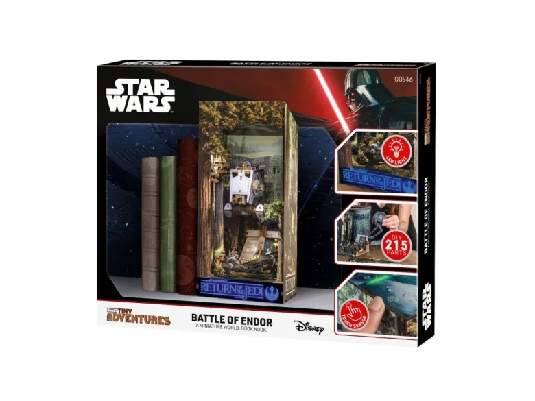 NEURevell 00546Tiny Adventures - Star Wars Battle of Endor Book Nook Miniaturwelt aus Holz zum zusammenbauen