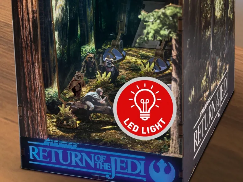 NEURevell 00546Tiny Adventures - Star Wars Battle of Endor Book Nook Miniaturwelt aus Holz zum zusammenbauen