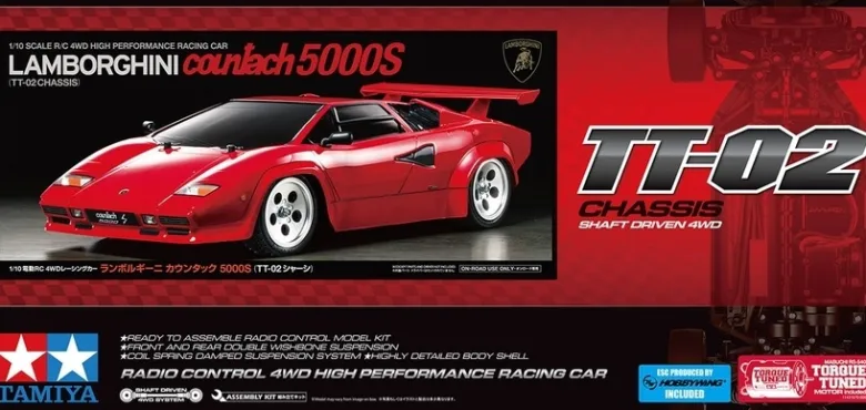 NEUTamiya 47527Lamborghini Countach 5000S TT-02 Bausatz 1:10 inkl. Regler Jetzt vorbestellen!