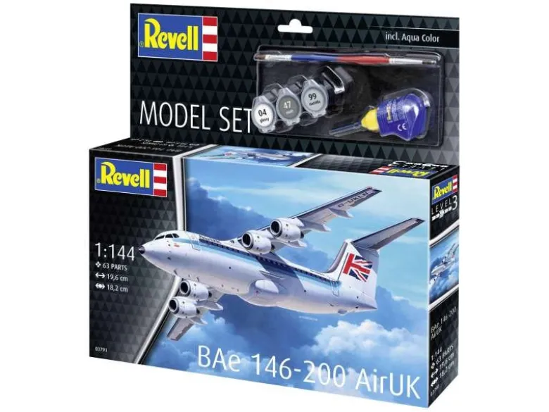 Revell 63791BAe 146-200 'AirUK' Modellbausatz 1:144 mit Basiszubehör