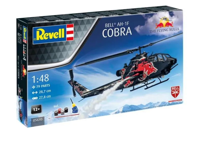 Revell 05640Geschenkset Flying Bulls AH-1F Cobra 1:48 Bausatz inkl. Pinsel, Kleber und Farben
