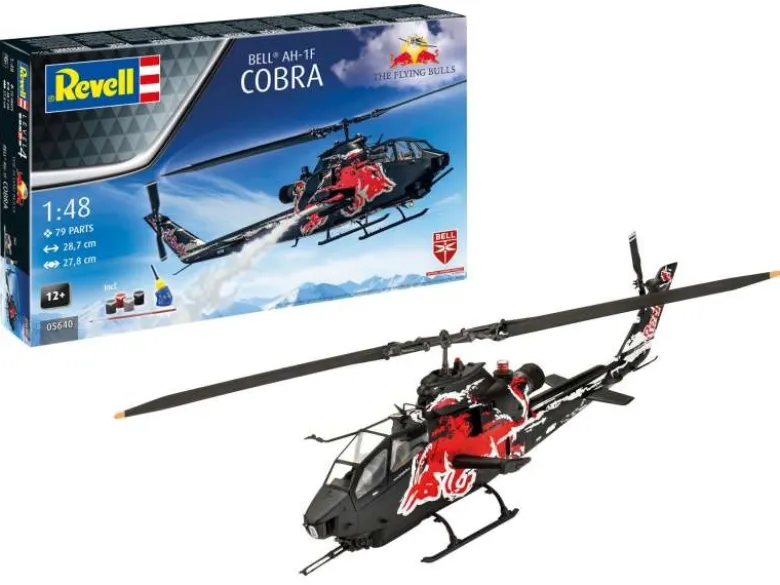 Revell 05640Geschenkset Flying Bulls AH-1F Cobra 1:48 Bausatz inkl. Pinsel, Kleber und Farben