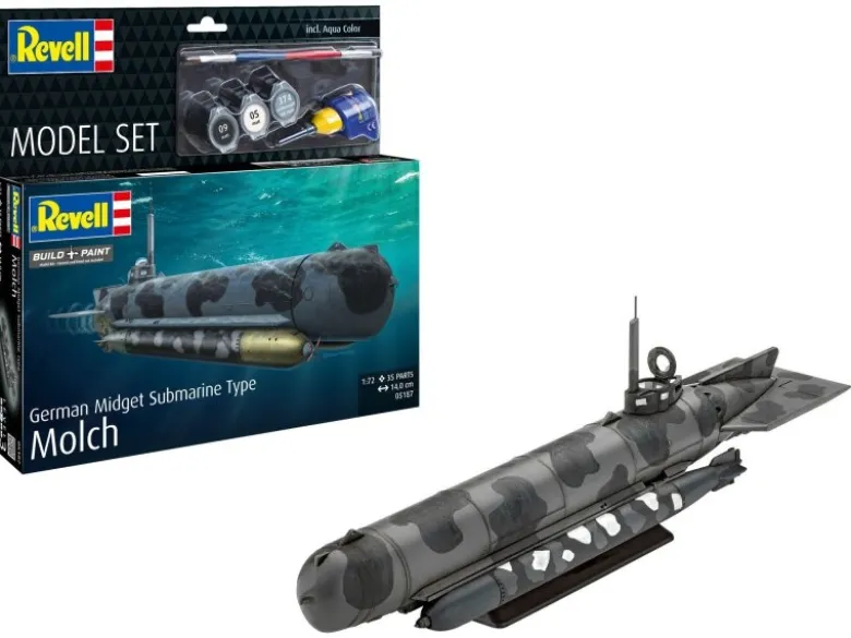 Revell 65187Model Set German Midget Submarine Type Molch Bausatz Mit Basiszubehör