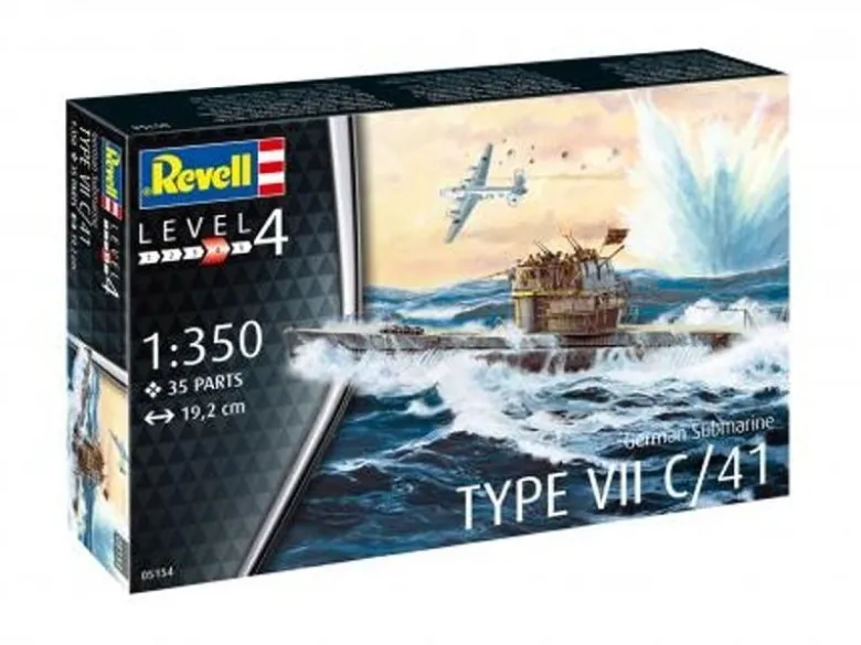 Revell 65154Model Set German Submarine Type VII C/41 1:350 Bausatz 3 Farben, Klebstoff und Pinsel inklusive