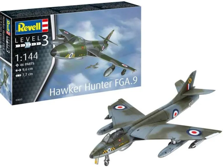 Revell 63833Model Set Hawker Hunter FGA.9 Bausatz 1:144 inkl. Farben, Pinsel und Kleber