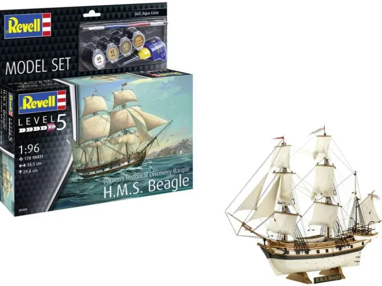 Revell 65458Model Set H.M.S. Beagle, Bausatz 1:96 inkl. Farben, Pinsel und Kleber