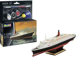 Revell 65806Model Set Queen Elizabeth 2, Modellbausatz 1:1200 inkl. Farben, Pinsel und Kleber