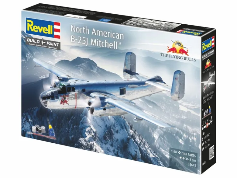 Revell 05643North American B-25J Mitchell, Modellbausatz 1:48 inkl. Farben, Pinsel und Kleber