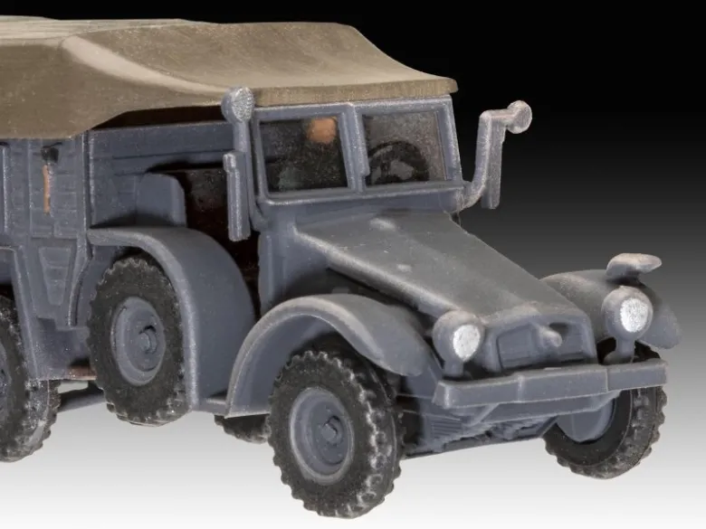 Revell 73344Starter-Kit Krupp Protze KFZ 69 mit 3,7 cm Pak, Bausatz 1:76 inkl. Farben, Pinsel und Kleber