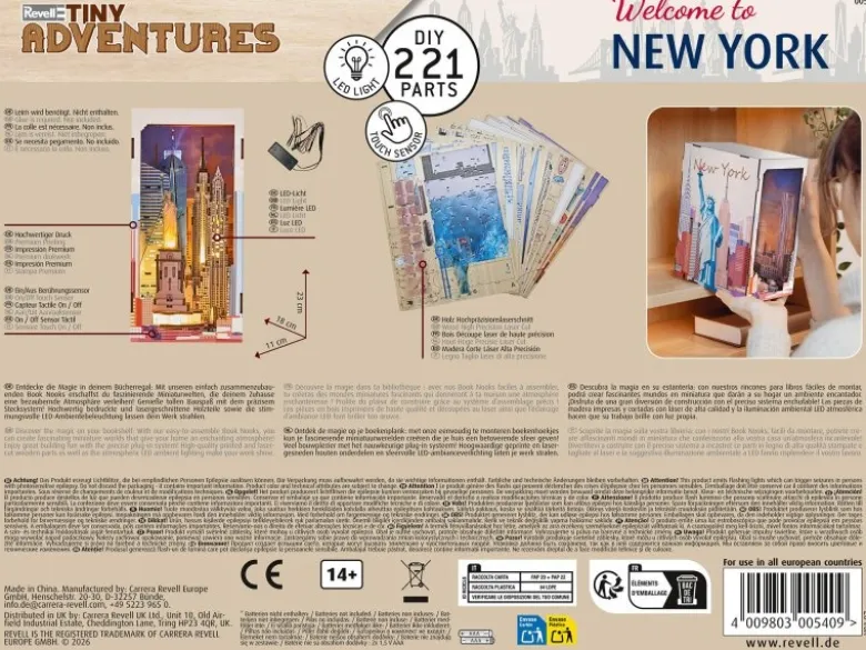 Revell 00540Tiny Adventures - 'New York' Book Nook - Miniaturwelt aus Holz zum Zusammenbauen