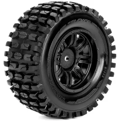 Roapex R1002-BTracker Reifen auf Felge schwarz 12mm für 1/10 Short Course
