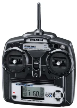 Sanwa 101A32871AGemini Sport Fernsteuerung 2,4GHz FH-E, 2-Kanal, RX-391W hochwertige RC-Car Steuerung mit Steuerknüppeln