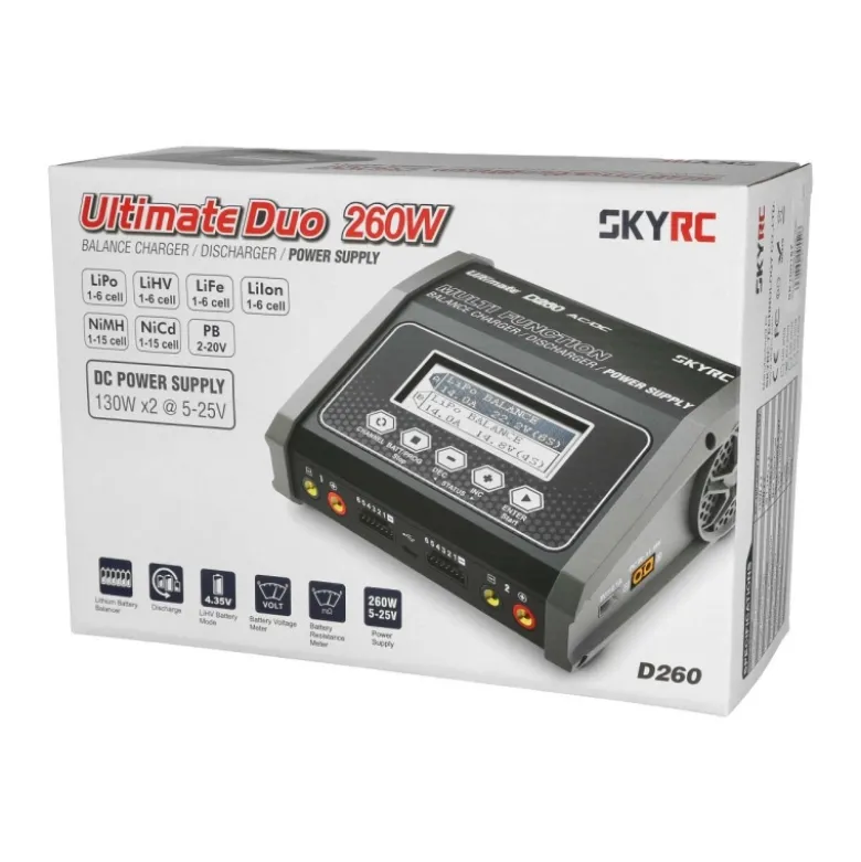 SkyRC SK100157D260 AC/DC Duo Ladegerät LiPo 1-6S / 1-15 Z NiMH 14A 260W