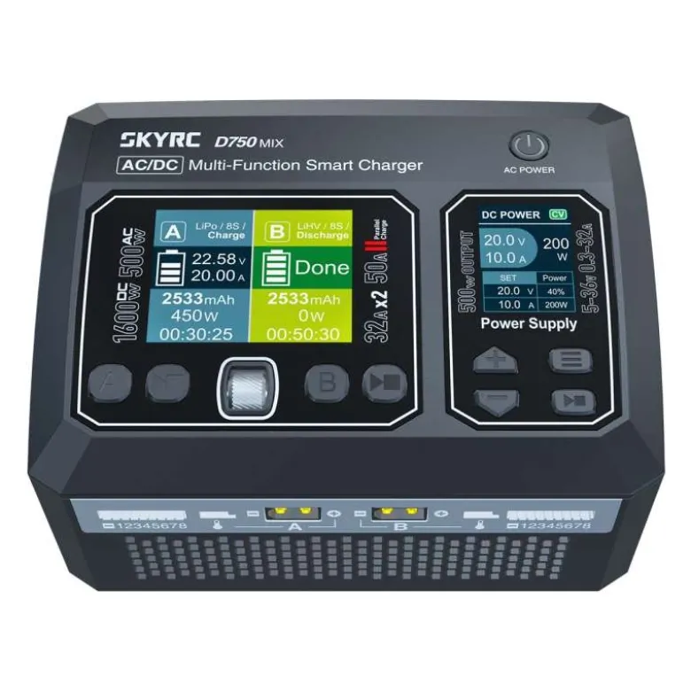 SkyRC SK100201-01D750 MIX Duo Ladegerät LiPo 1-8s 32A 500W AC