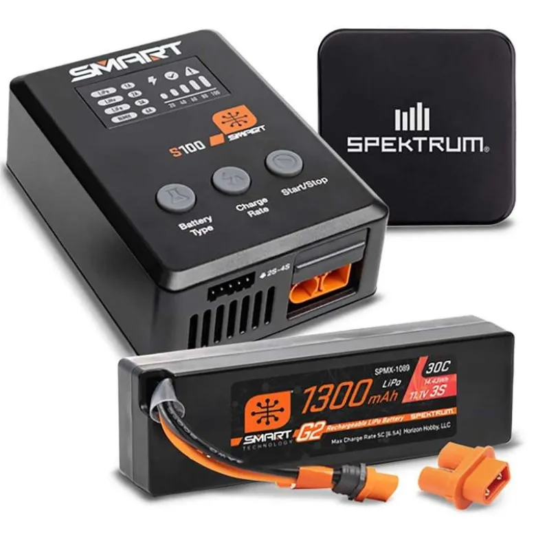 Spektrum SPMXPSS315ISmart Powerstage Bundle: 1300mAh 3S 30C LiPo Akku (IC2) mit S100 Ladegerät / 65W Netzteil / Adapter