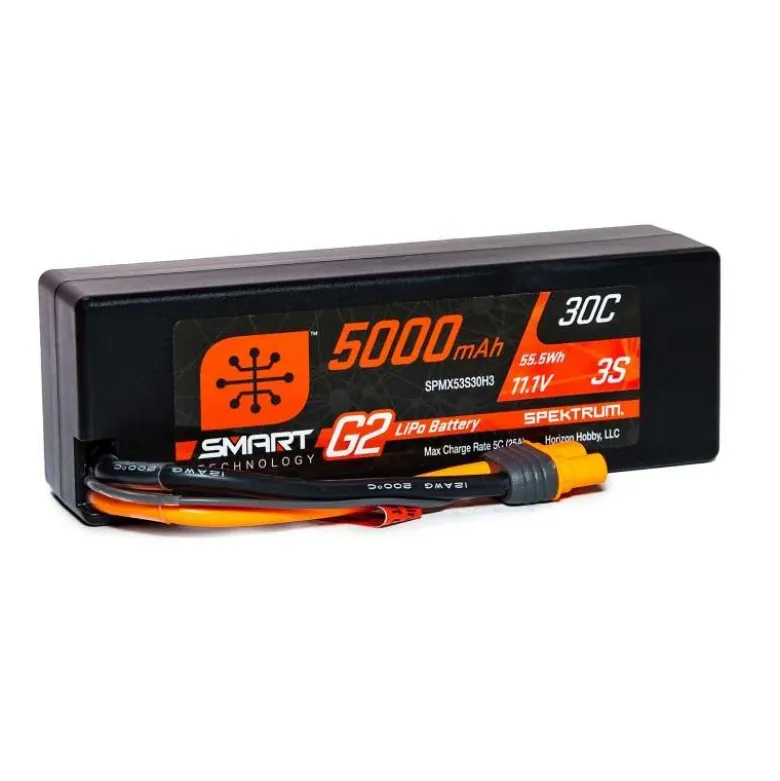 Spektrum SPMX53S30H311.1V 5000mAh 3S 30C Smart G2 Hardcase LiPo Battery: IC3
