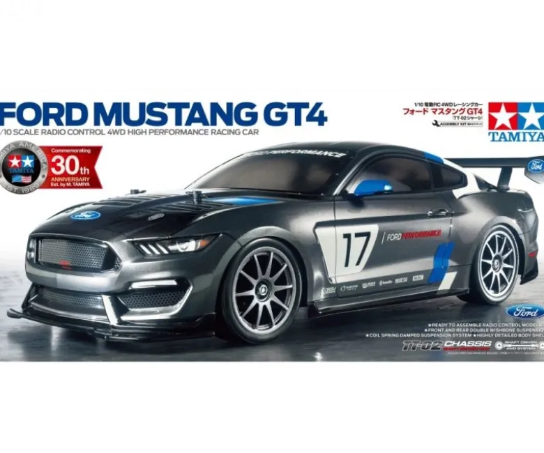 Tamiya 58664BLFord Mustang GT4 4WD Onroad TT-02 1/10 Brushless Edition