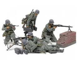Tamiya 35386Figuren-Set Dt. MG Truppen (5) Mit.WW2, Plastikbausatz, 1:35