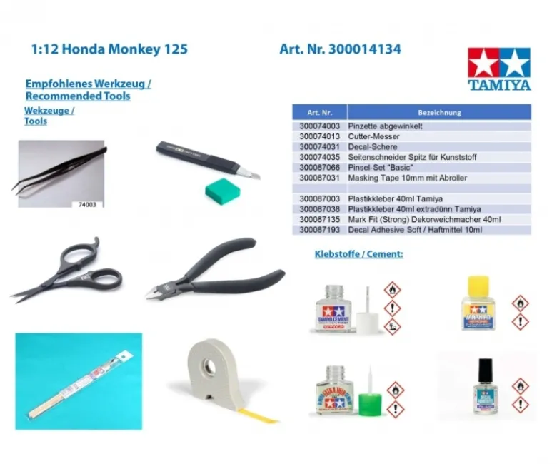 Tamiya 141341:12 Honda Monkey 125 Plastikbausatz